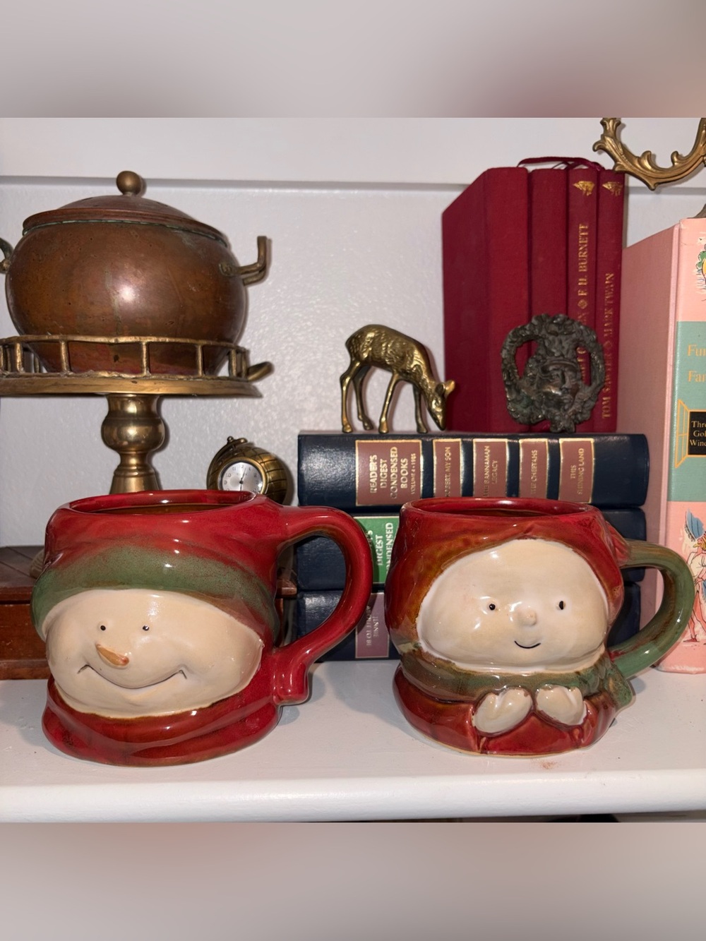 Holiday 2010 Character Ceramic Mugs in Red and Green - Set of 2